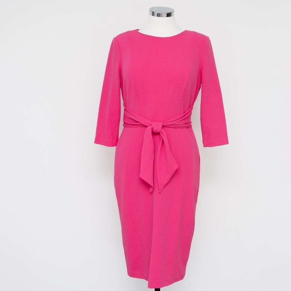Adrianna Papell - Pink Knit Crepe Sheath Dress‎ - Picture 2 of 13